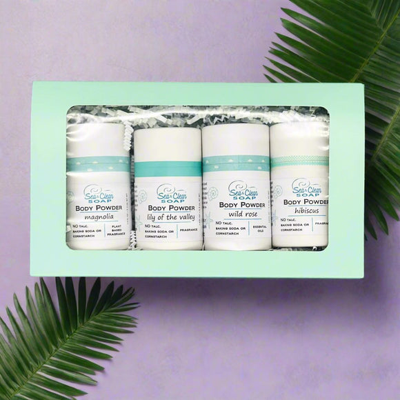 Body Powder in a Paper Shaker, 4 pack Collection in a Gift Box